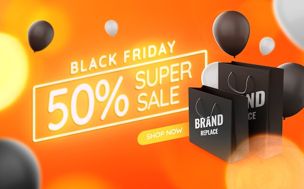 PSD bannière de sac shopping black friday