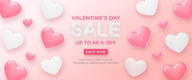 PSD bannière de vente heureuse saint valentin