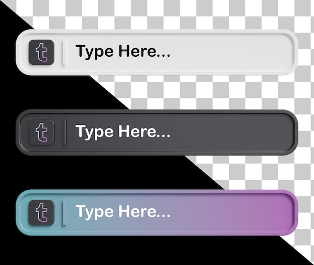 Barre de recherche de médias sociaux 3D modifiable