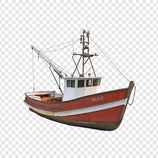 PSD bateau de pêche rouge