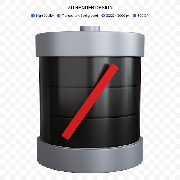 batterie de rendu 3d à court d'énergie isolée