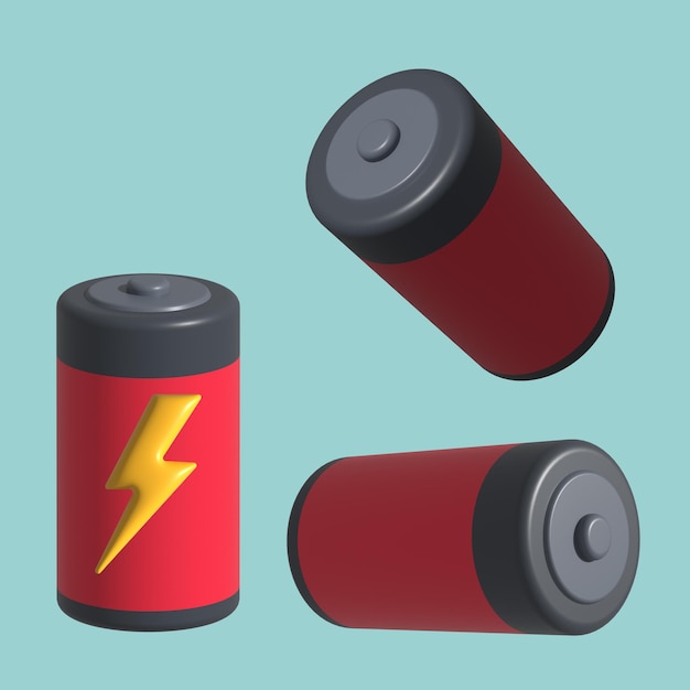 PSD une batterie rouge et noire avec un logo éclair