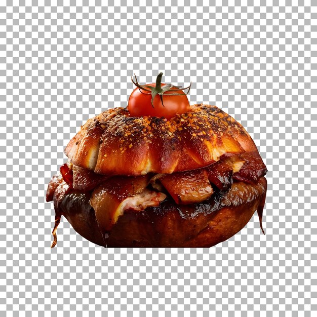 PSD bbq grelhado com especiarias e tomates em fundo transparente