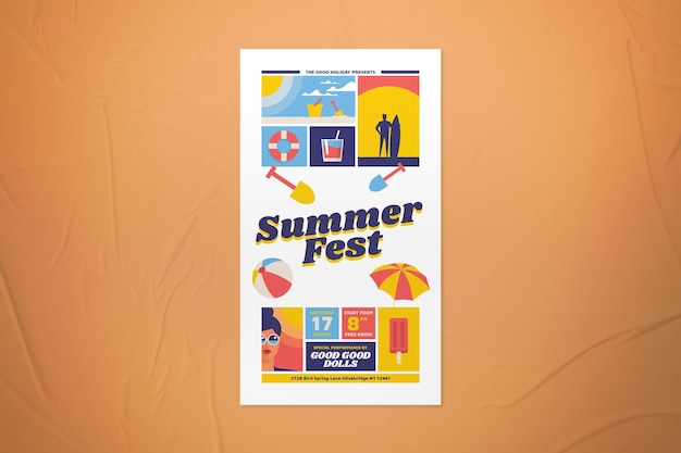 PSD beach activity summer fest instagram story