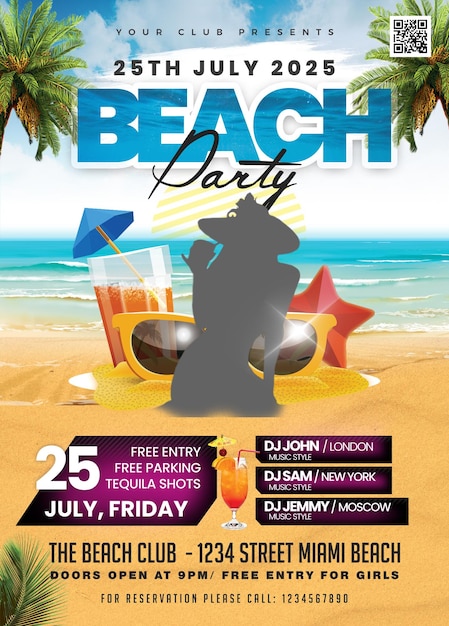 PSD beach party flyer vorlage psd