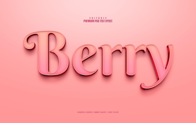 Beeren editierbarer Premium-3D-PSD-Texteffekt