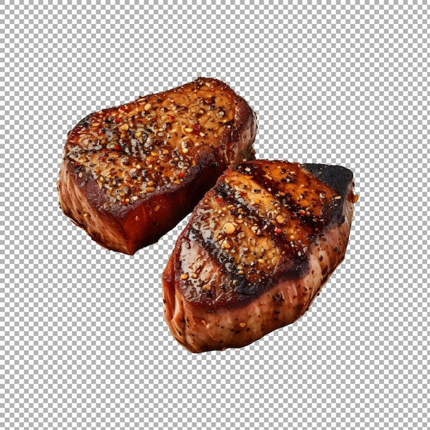 PSD bife de carne grelhado com especiarias em fundo transparente