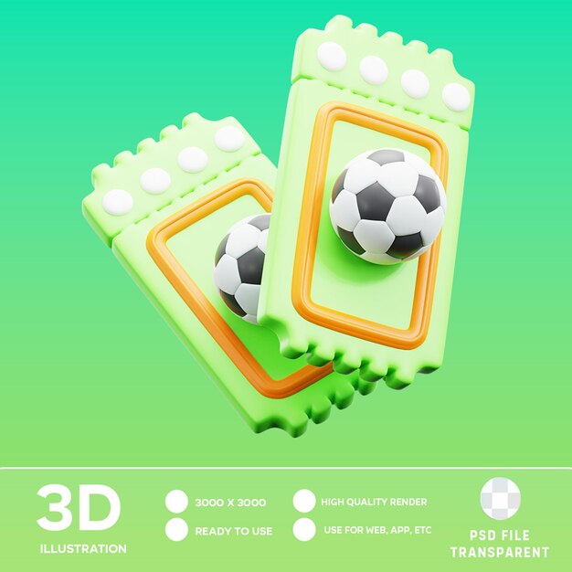 PSD bilhete de futebol psd 3d ilustração