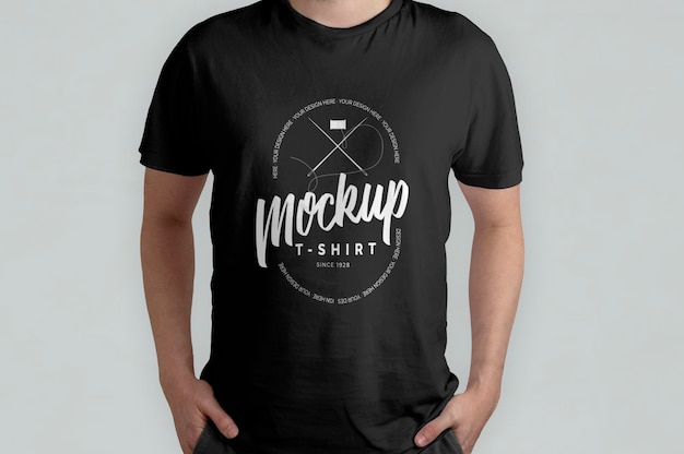 Black Camiseta Model Front View Mockup