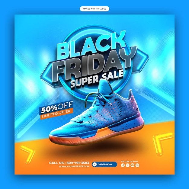 PSD black friday super sale social-media-banner oder instagram-post-vorlage