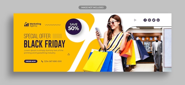 PSD black friday vente de médias sociaux post instagram post bannière web ou modèle de couverture facebook