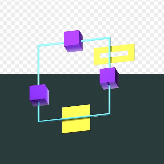 Blockchain de tecnologia de ícones 3D