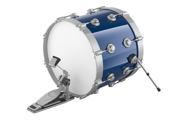 PSD blue bass drum com renderização 3d do pedal do tambor de baixo isolado em fundo transparente