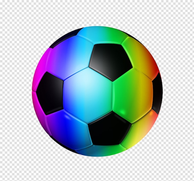 PSD bola de futebol 3d arco-íris isolada