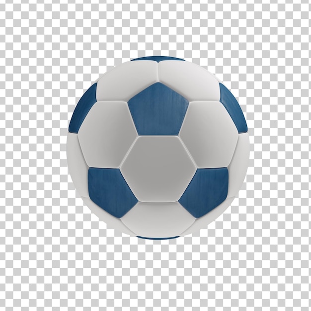 bola de futebol 3D branca e azul totalmente transparente