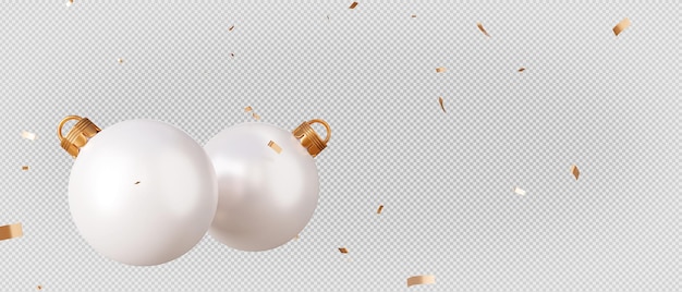 Bola de natal dourada e confetes com renderização em 3d decoração