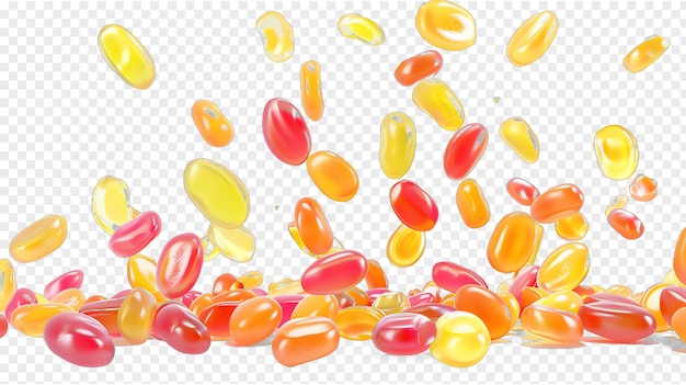 PSD des bonbons à la gelée, des bonbons, des desserts isolés sur un fond transparent.