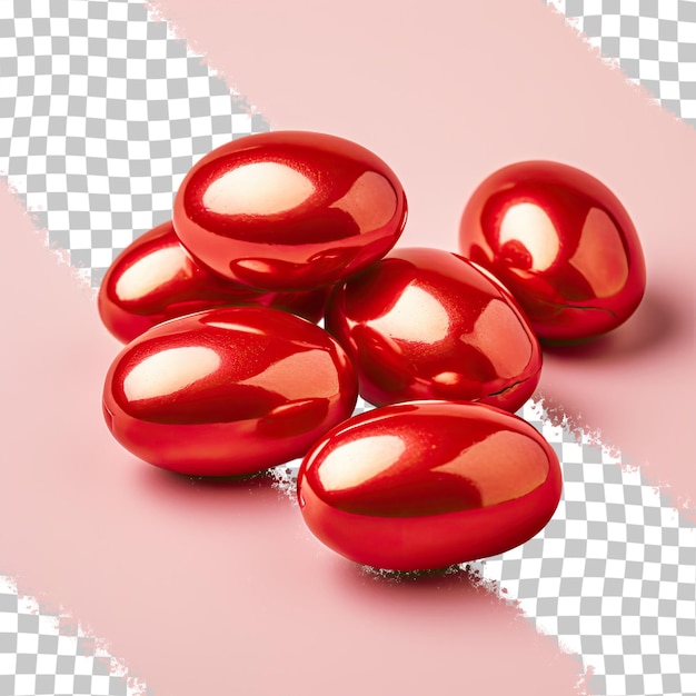 PSD bonbons rouges disposés sur un fond transparent