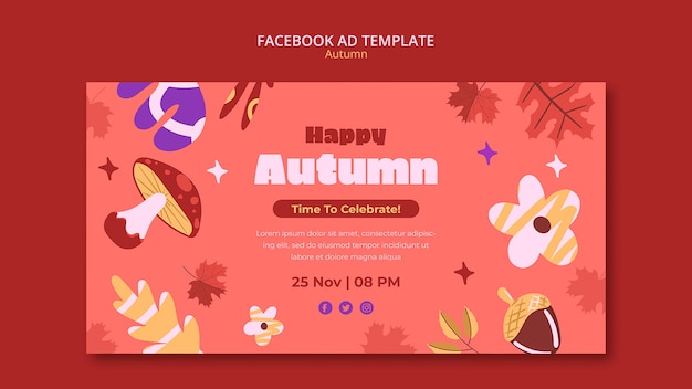 Bonjour modèle facebook de saison d'automne avec des feuilles