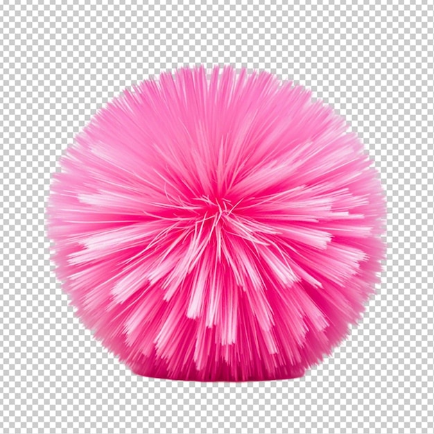 PSD une boule de pom-pom rose sur un fond transparent