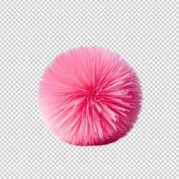 PSD une boule de pom-pom rose sur un fond transparent