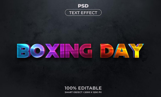 Boxing Day Champions 3d stile effetto testo modificabile con sfondo