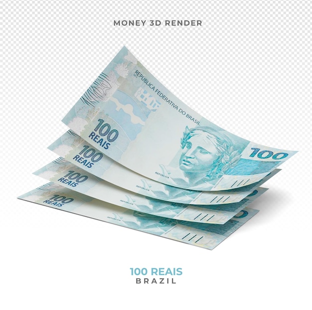 Brasilianisches Geld 100 reais 3d rendern