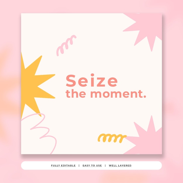 PSD bright cute playful creator quote content post di instagram