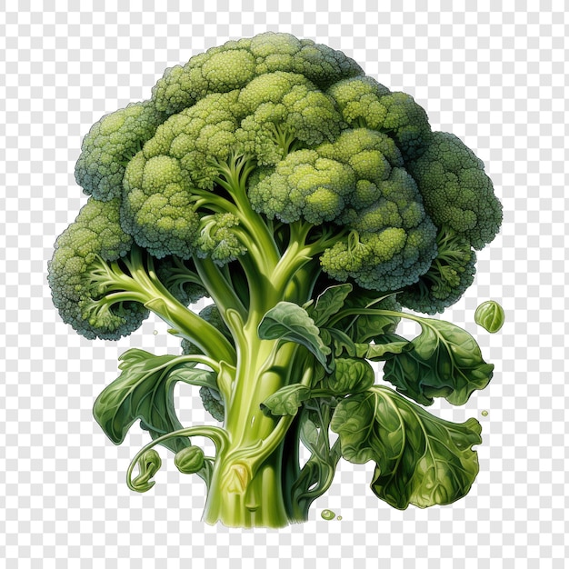 Brocoli isolé style png avec fond blanc dessin animé génératif IA