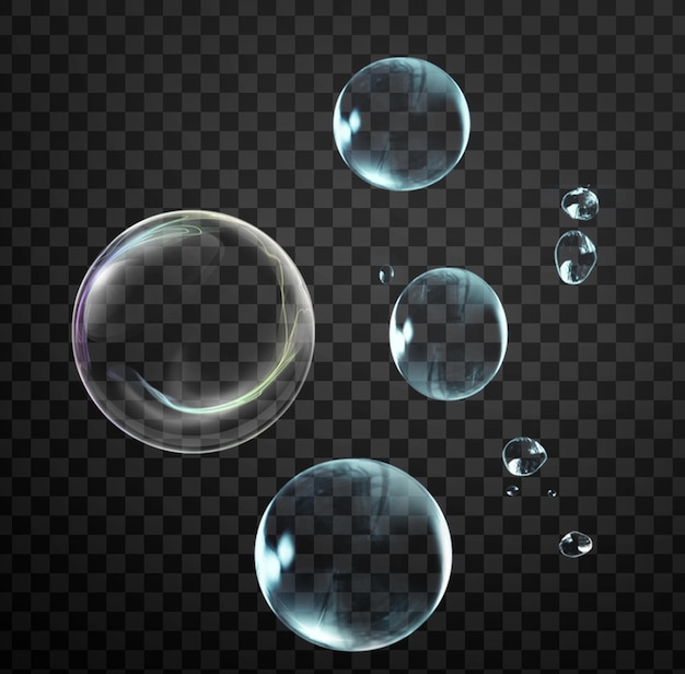 PSD bubble png set di bolle di sapone realistiche su uno sfondo trasparente