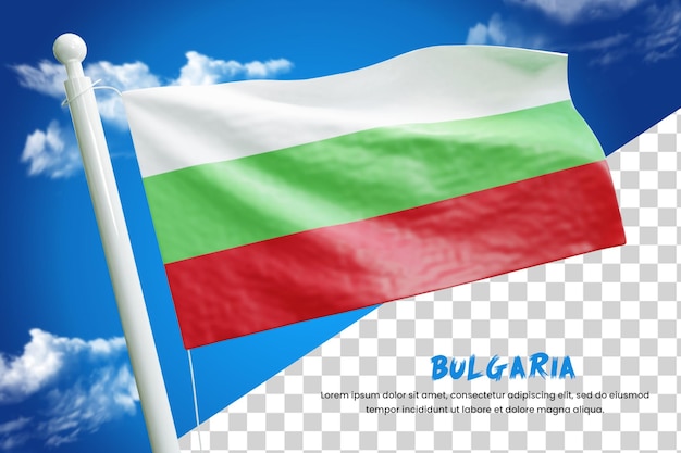 PSD bulgaria bandiera realistica 3d rendering isolato o 3d bulgaria sventola bandiera illustrazione