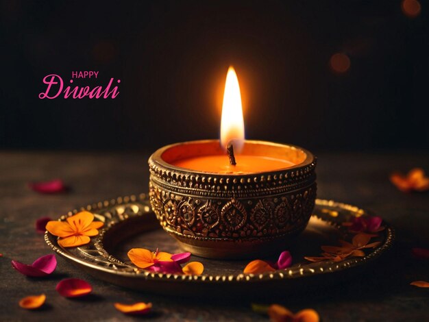 Buon Diwali sullo sfondo con la candela