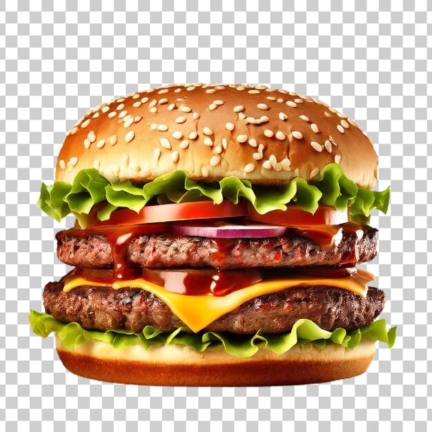 PSD burger de carne isolado em fundo transparente