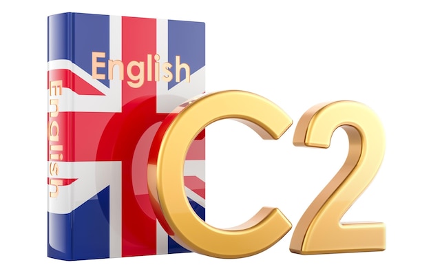 C2 Concetto di livello inglese C2 Proficienza rendering 3D isolato su sfondo trasparente