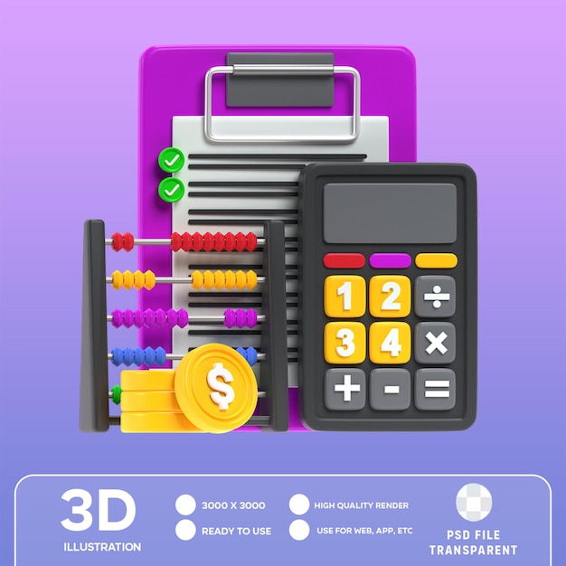 PSD cálculo financeiro psd ilustração 3d