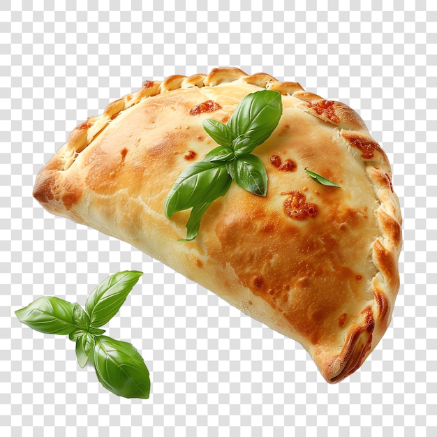 PSD calzone con basilico cibo italiano nero e bianco isolato su sfondo trasparente