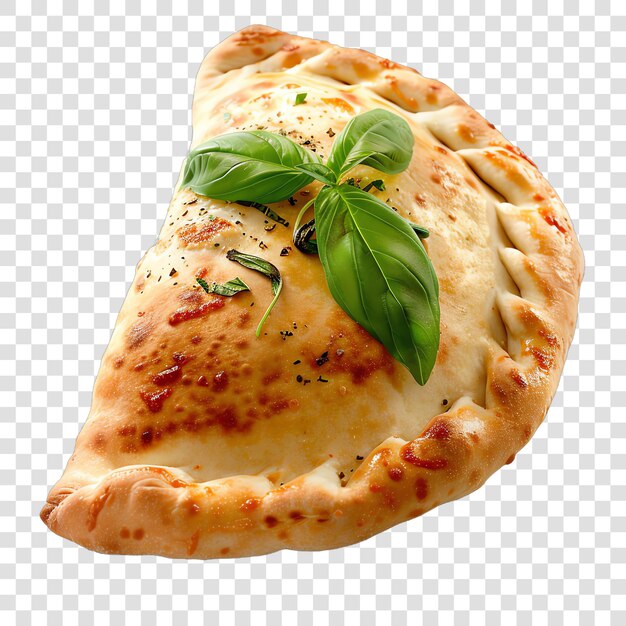 PSD calzone con basilico cibo italiano nero e bianco isolato su sfondo trasparente