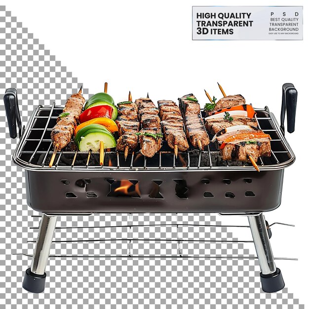 PSD camping portable camping grill grill compatto per la cottura all'aperto su sfondo trasparente