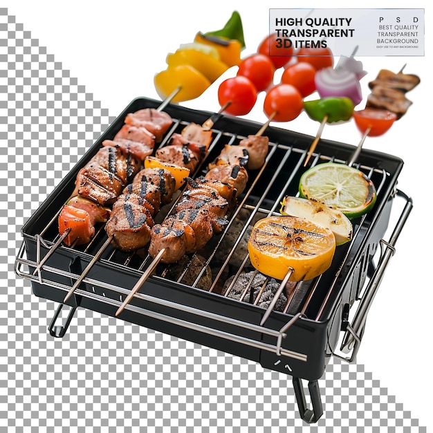 PSD camping portable camping grill grill compatto per la cottura all'aperto su sfondo trasparente