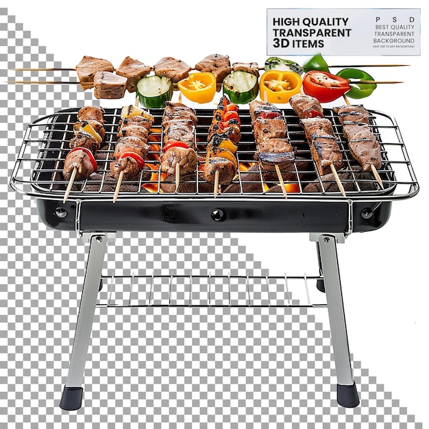 PSD camping portable camping grill grill compatto per la cottura all'aperto su sfondo trasparente