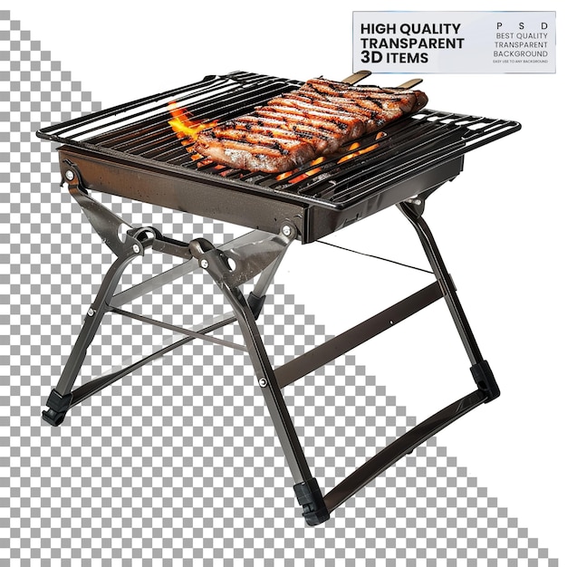 PSD camping portable grill stand stand pieghevole per rifornimenti su sfondo trasparente