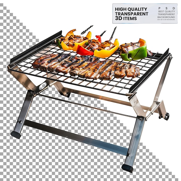 PSD camping portable grill stand stand pieghevole per rifornimenti su sfondo trasparente