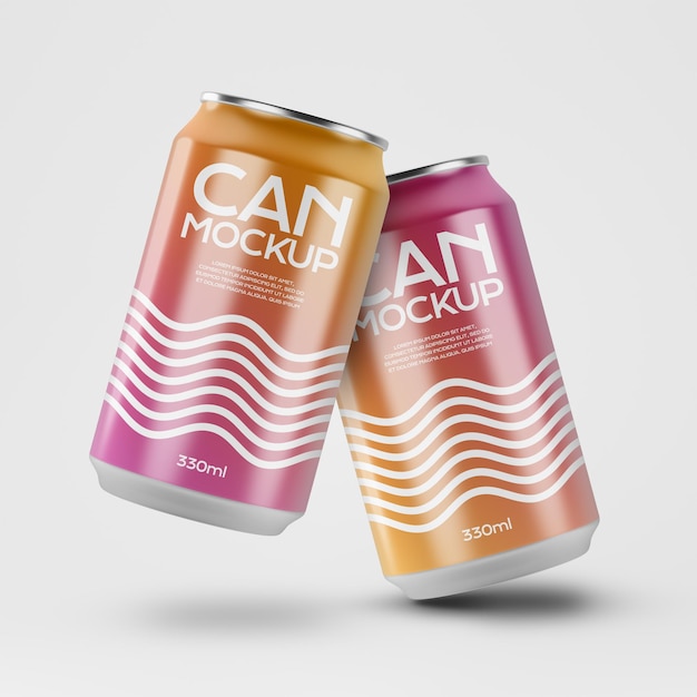 Cansas de cerveja soda 330 ml Mockup