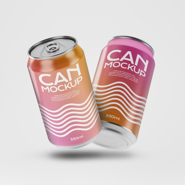 Cansas de cerveja soda 330 ml Mockup