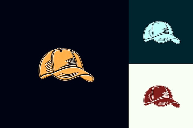 PSD cap classique png avec logo rétro présentant un dessin d'art créatif de baseball ou de camion