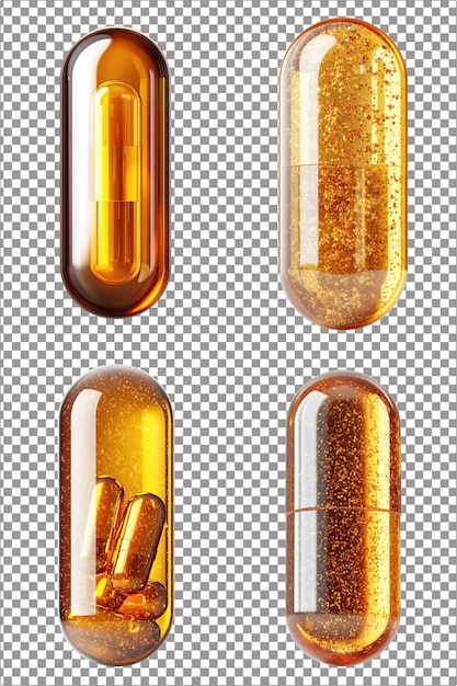 PSD capsule de vitamines supplément nutritionnel et essentiel png isolé hyperréaliste avec transp clair