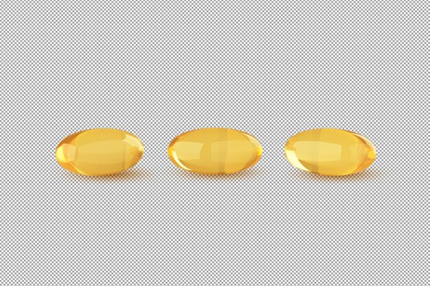 PSD capsules omega 3 sur fond alpha rendu 3d