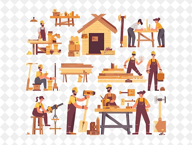 Carpentiere industriale con personaggi Costruzione e artigianato F PNG Persone nel lavoro quotidiano Illustrazione