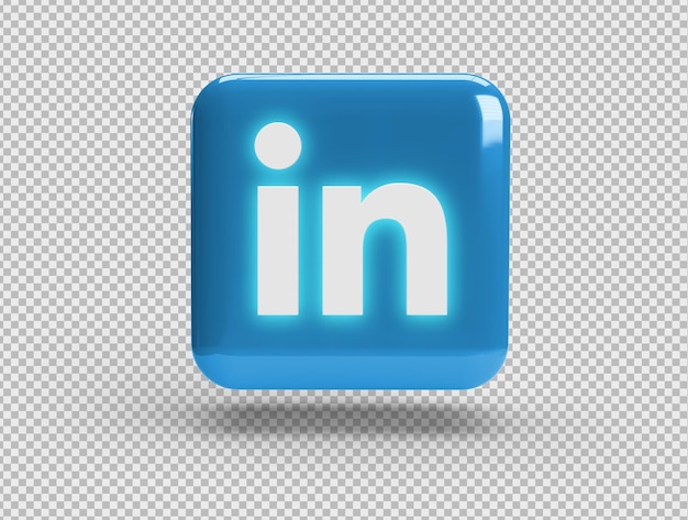 PSD carré 3d avec logo linkedin