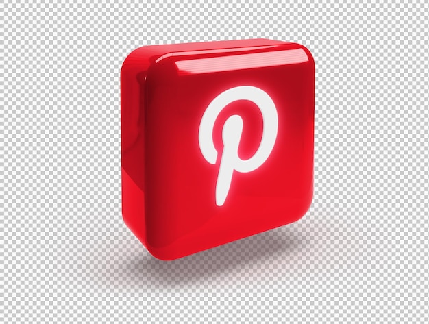 Carré arrondi 3D avec logo Pinterest brillant